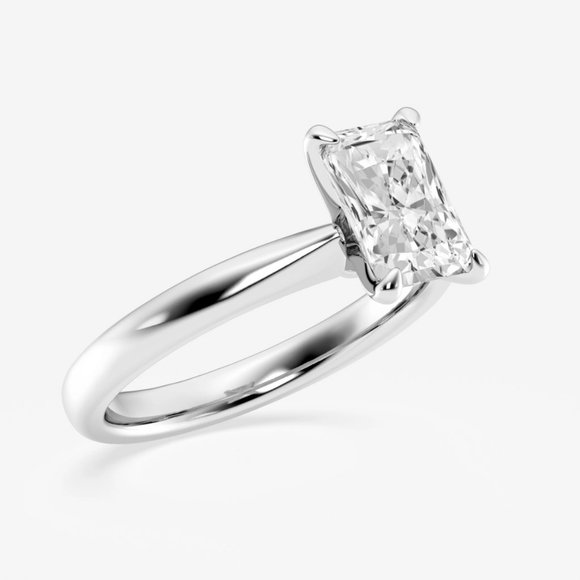 1 1/2 ctw Radiant Lab Grown Diamond Petite Solitaire Engagement Ring - Picture 2 of 6